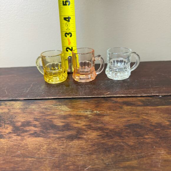 Federal Glass Vintage Miniature Set of 3 Mini Mug Shot Glasses toothpick holders - Picture 10 of 13